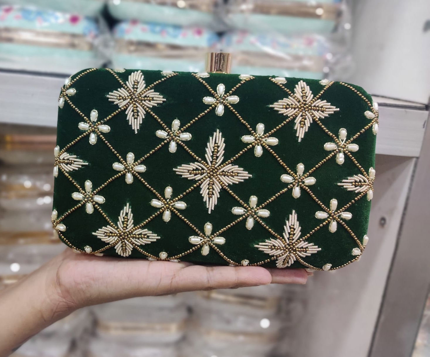 Embellished Fringed Box Clutch Fancy Collection